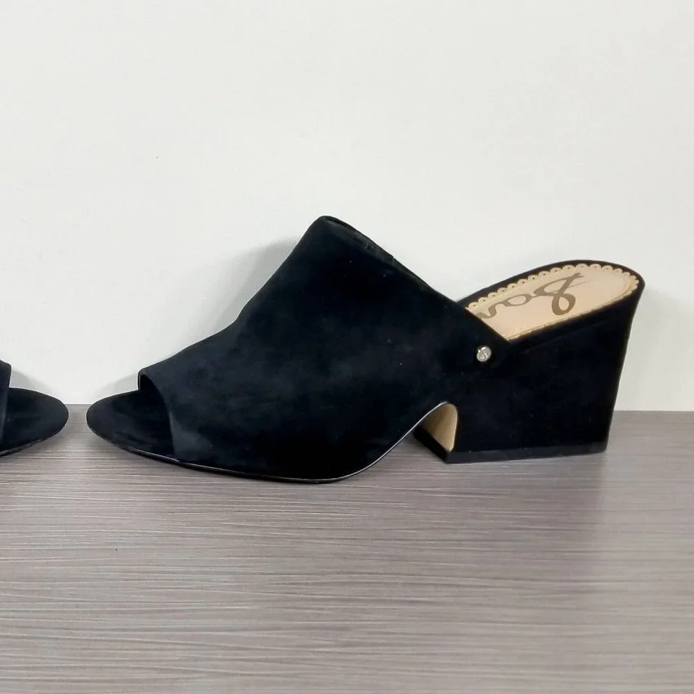 Sam Edelman Rheta Suede Slide Sandals, Black Suede, Womens Size 7 M / 37 - Picture 8 of 12